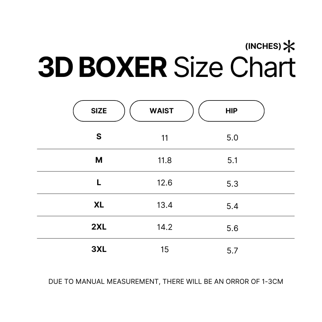 Boxer Size Chart - Ghost Band Store