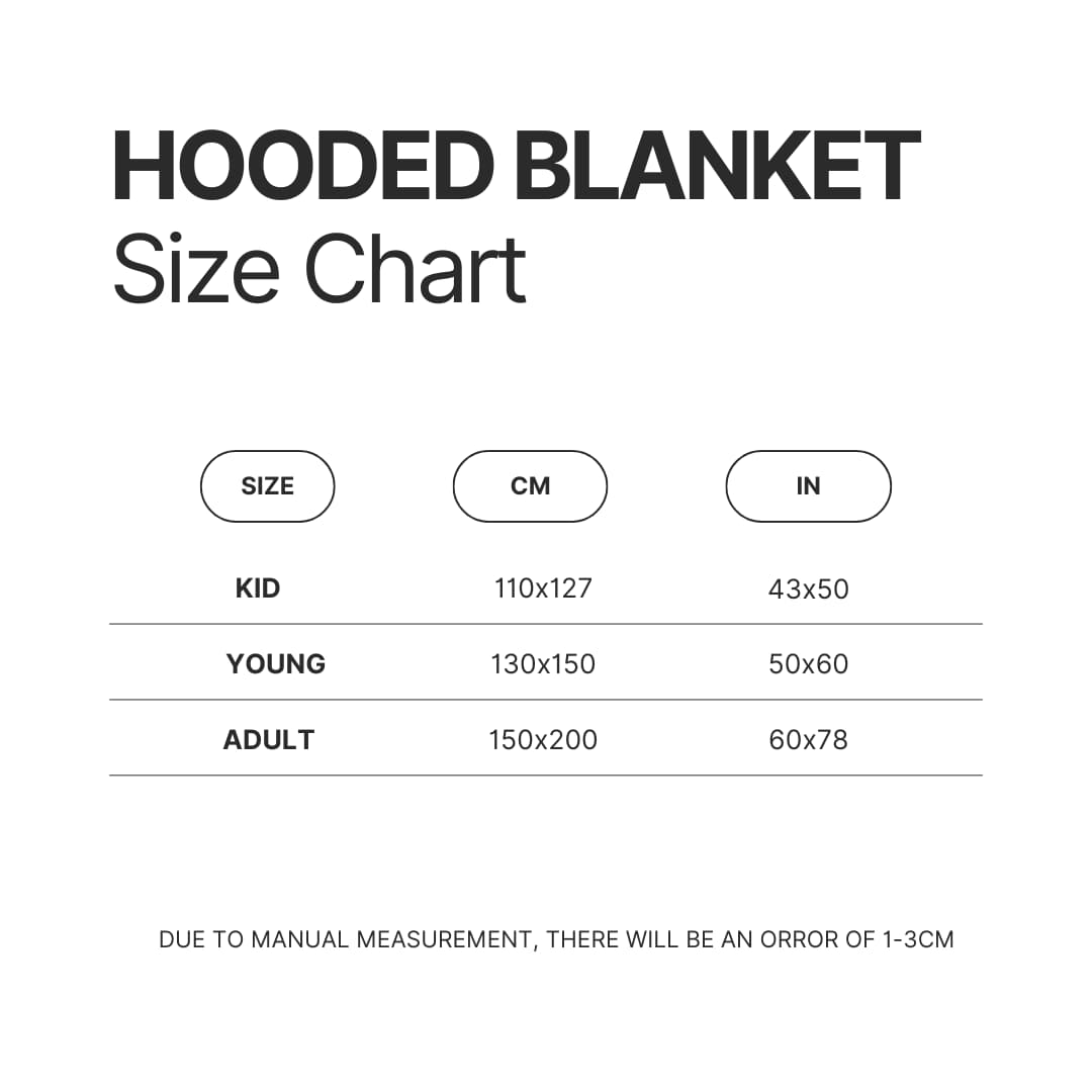 Hooded Blanket Size Chart - Ghost Band Store