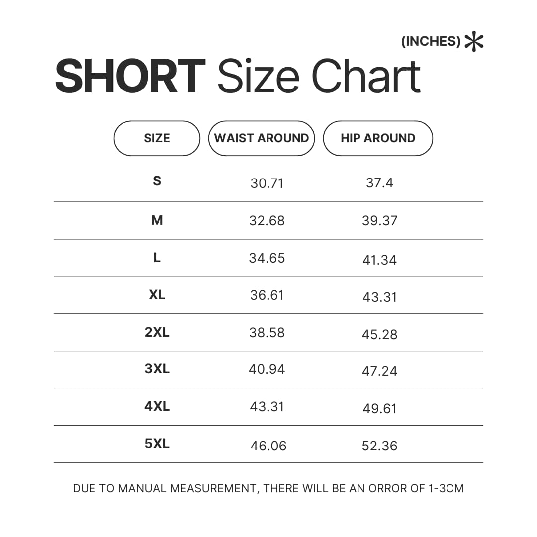 Short Size Chart 1 - Ghost Band Store