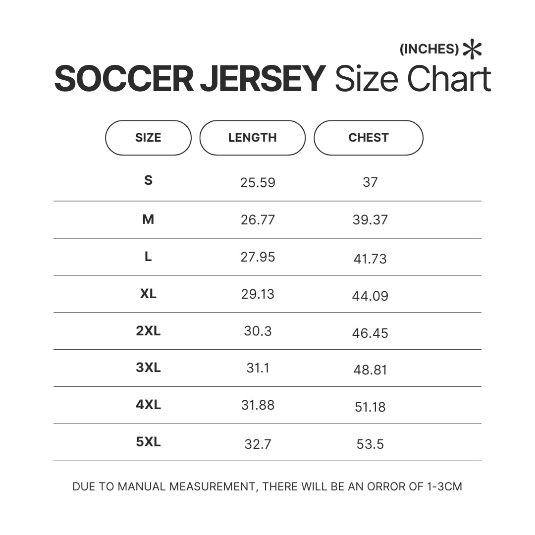 Soccer Jersey Size Chart - Ghost Band Store