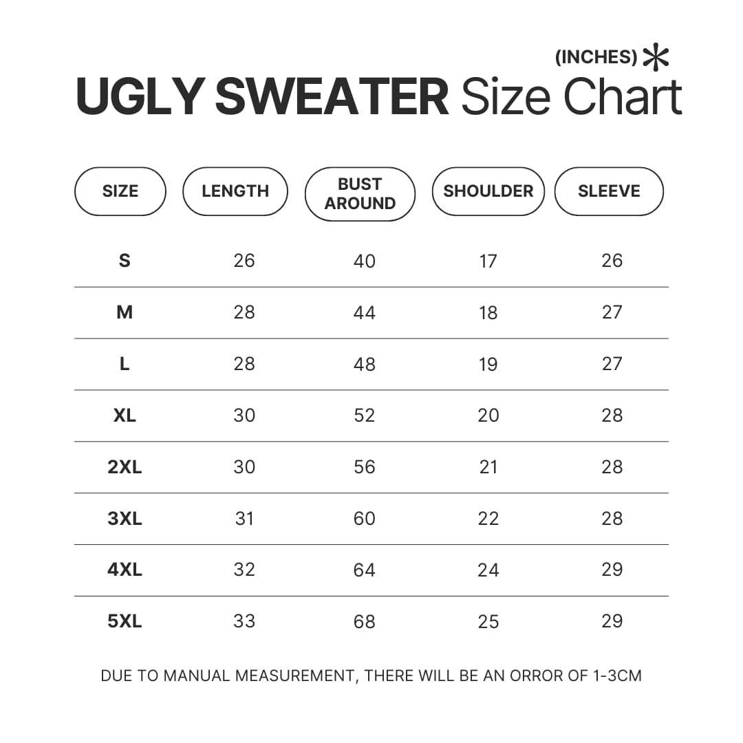 Ugly Sweater Size Chart 1 - Ghost Band Store