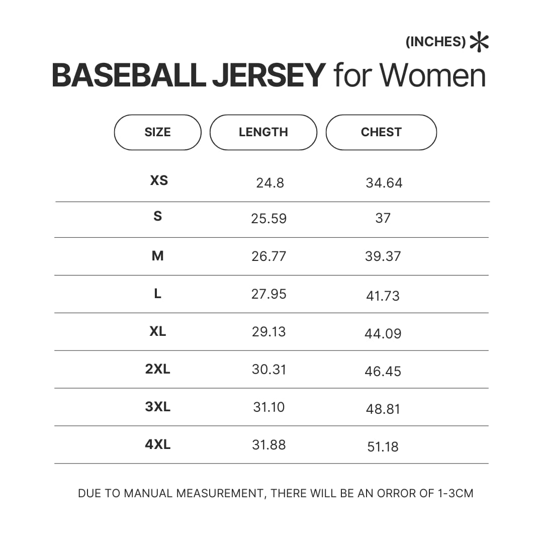 Women Baseball Jersey Size Chart - Ghost Band Store