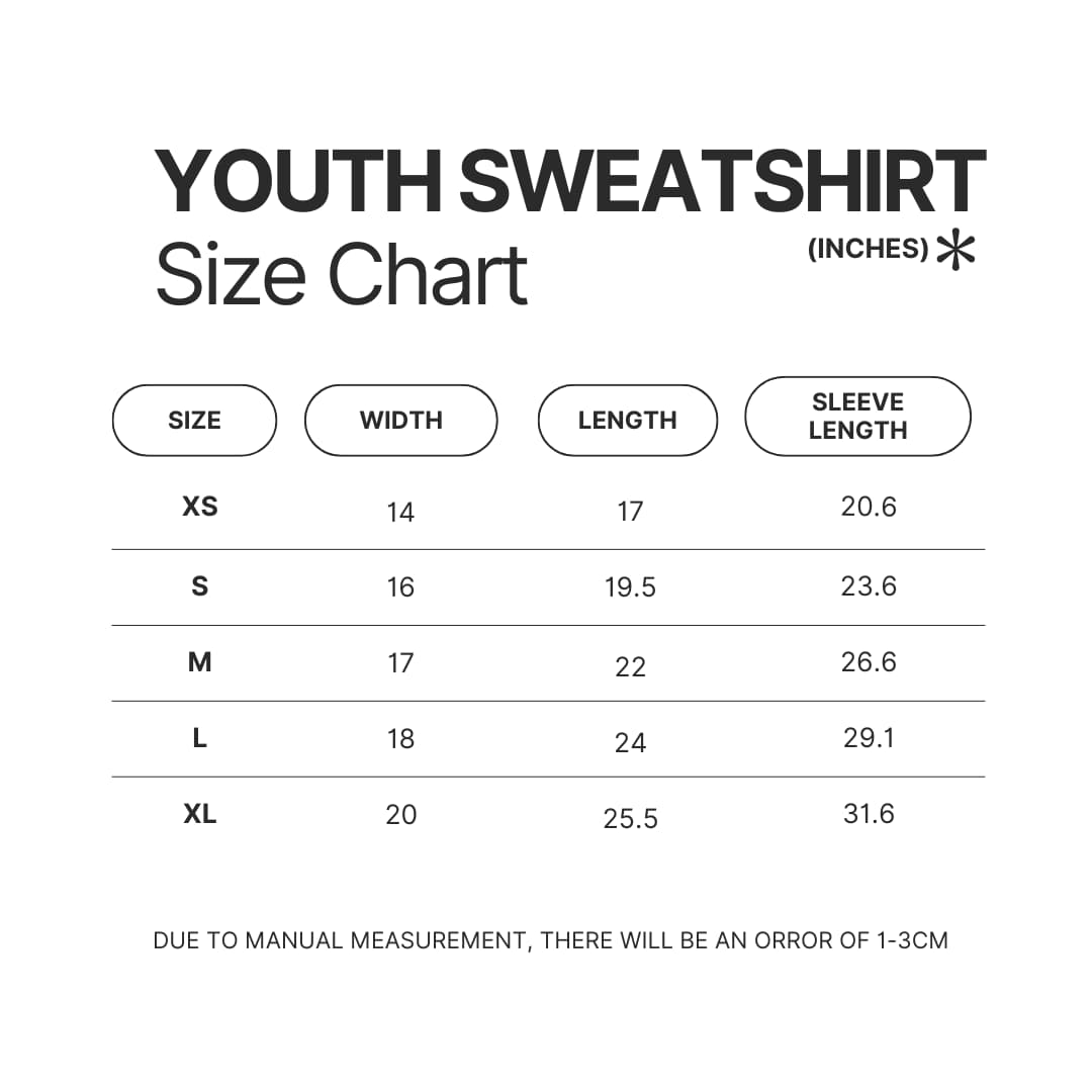 Youth Sweatshirt Size Chart - Ghost Band Store