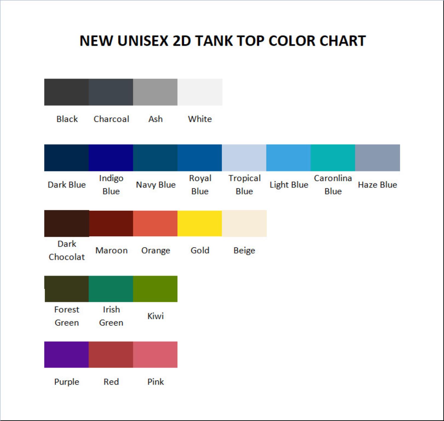 tank top color chart - Ghost Band Store