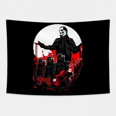 Papa Ghost With Ng Cream Red Tapestry Official Ghost Band Merch