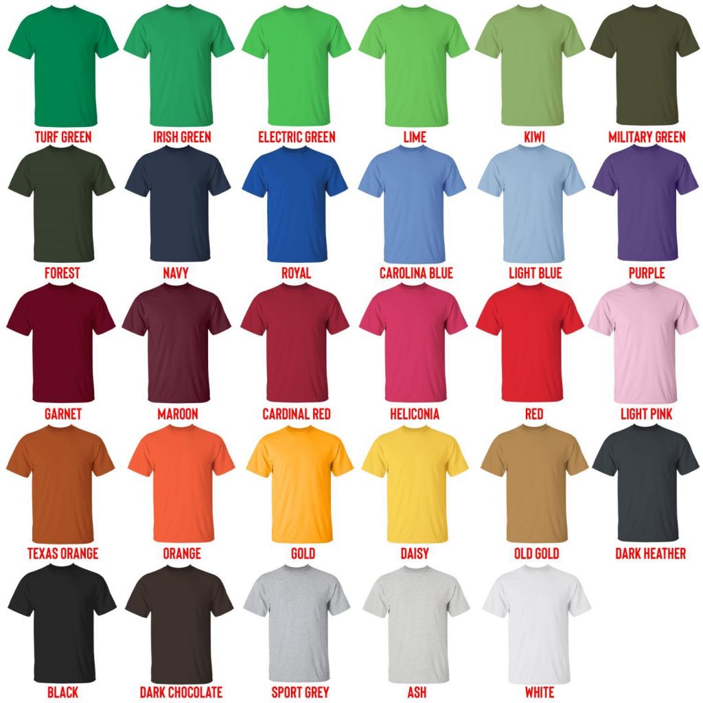 t shirt color chart - Ghost Band Store