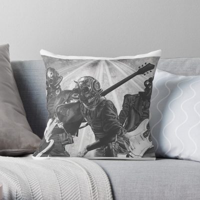 Triple Mask Throw Pillow Official Ghost Band Merch